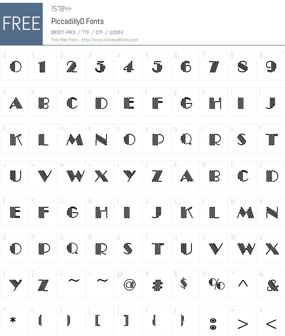 PiccadillyD Font Screenshots
