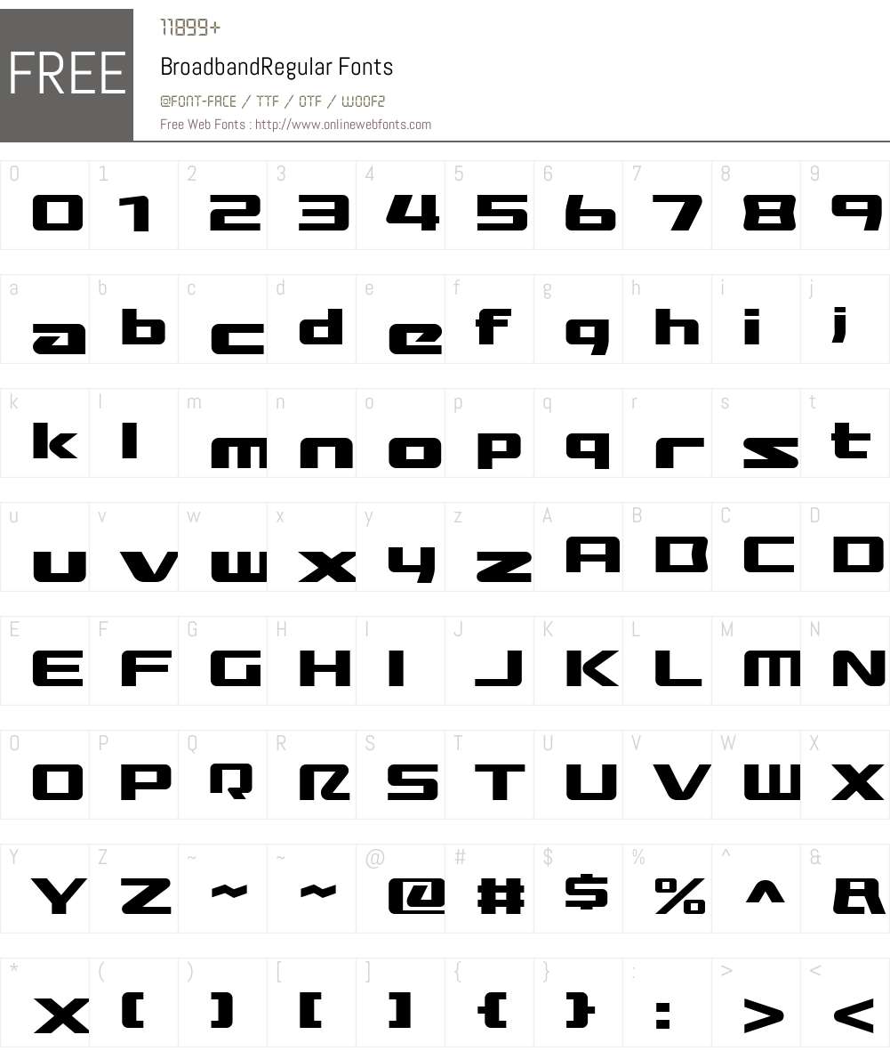 BroadbandRegular Font Screenshots