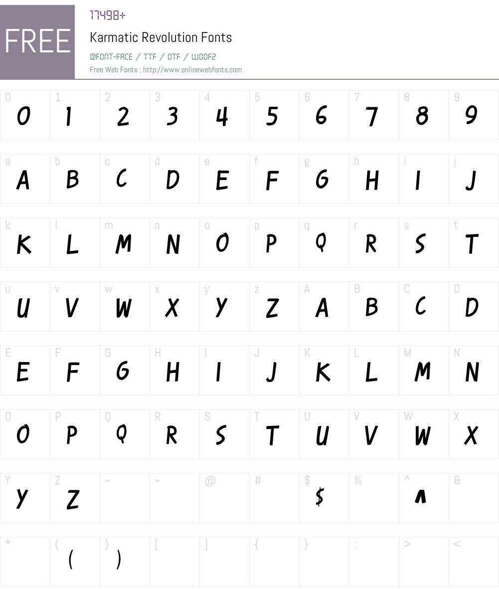 Karmatic Revolution Font Screenshots