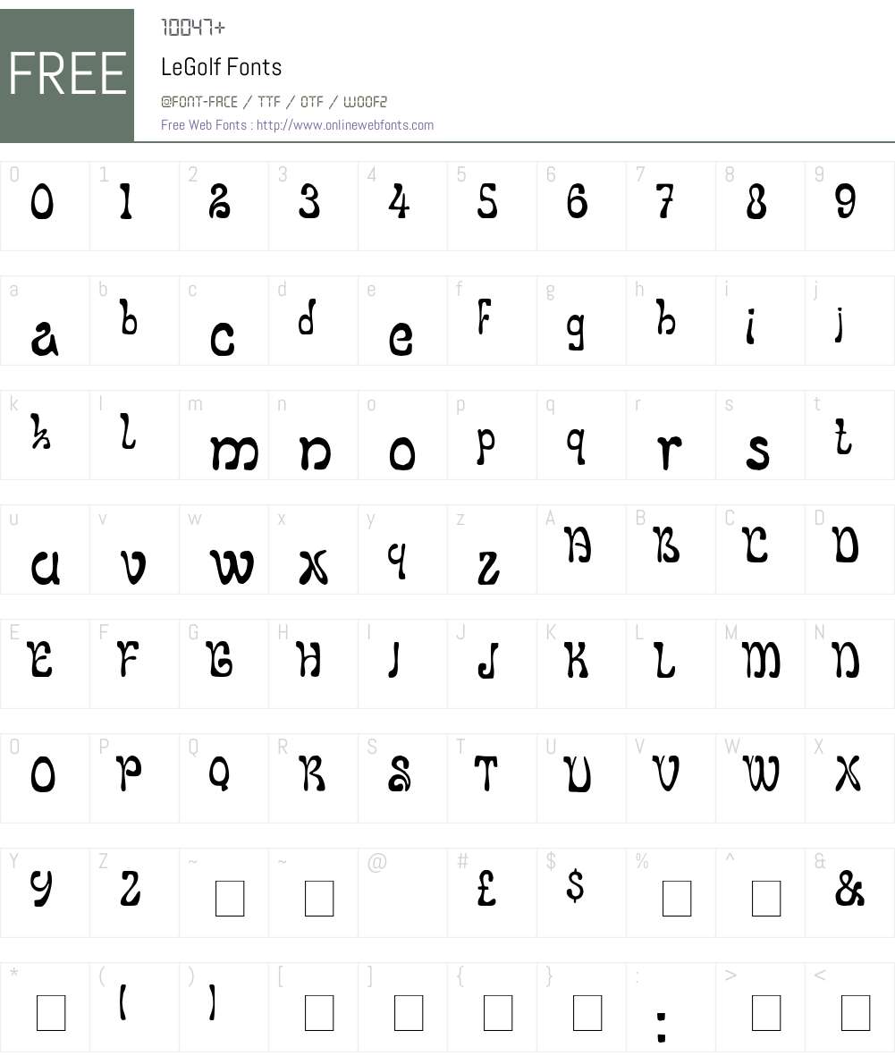 LeGolf Font Screenshots