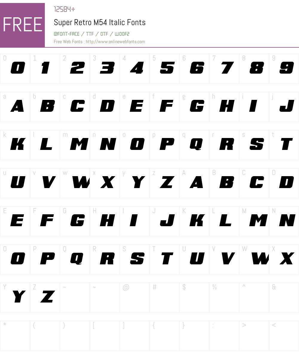 Super Retro M54 Font Screenshots