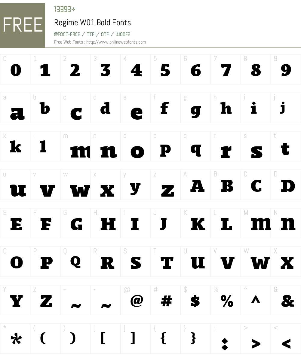 RegimeW01-Bold Font Screenshots