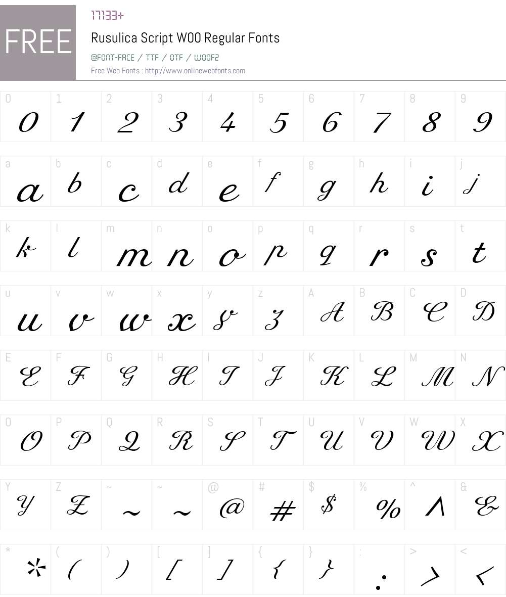 RusulicaScriptW00-Regular Font Screenshots
