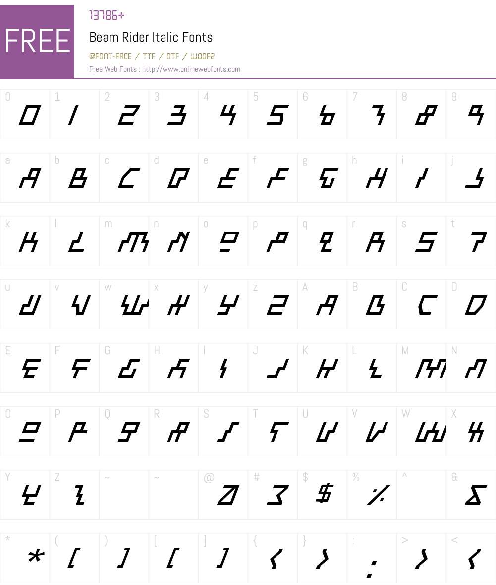 Beam Rider Italic Font Screenshots