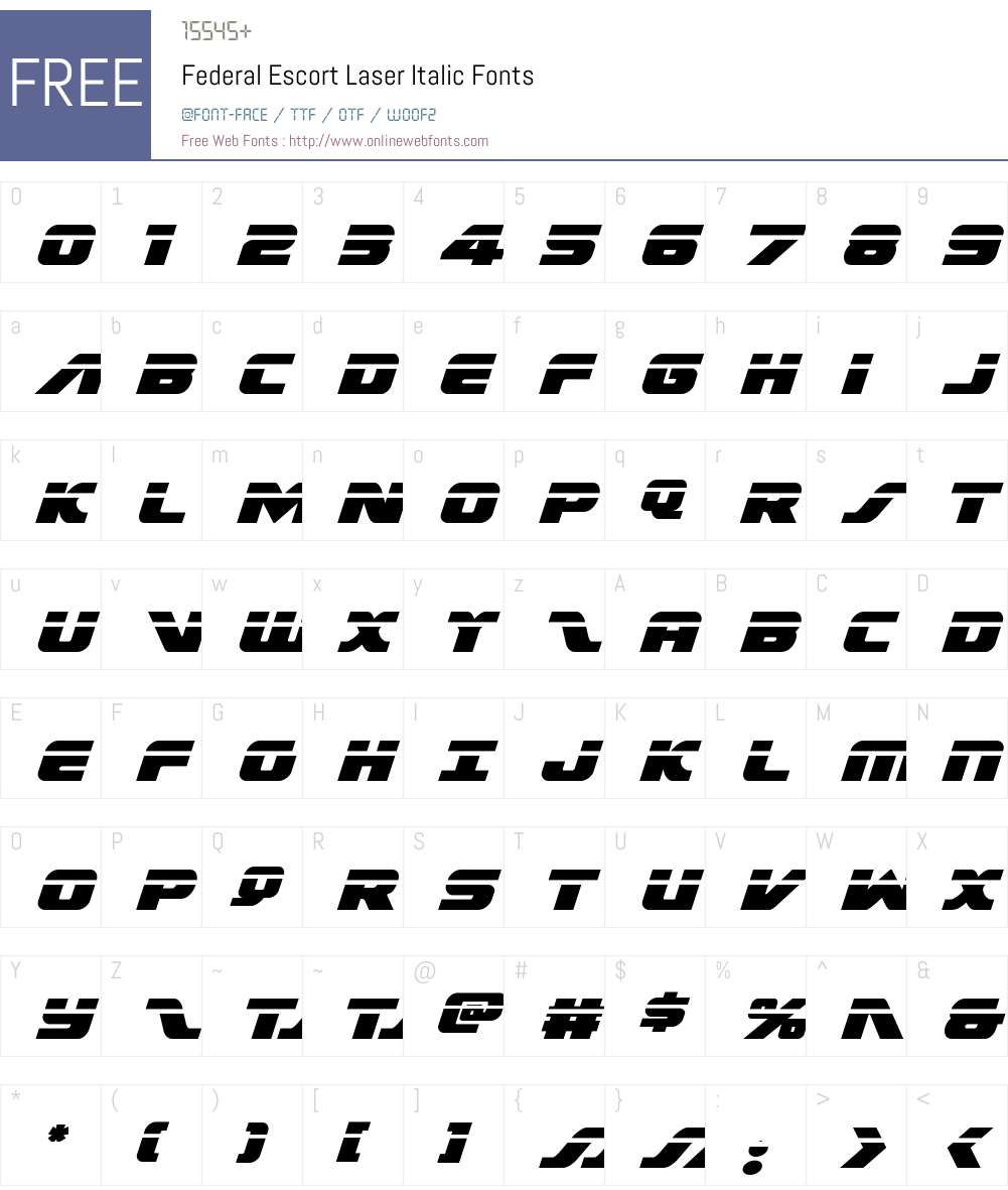Federal Escort Laser Italic Font Screenshots