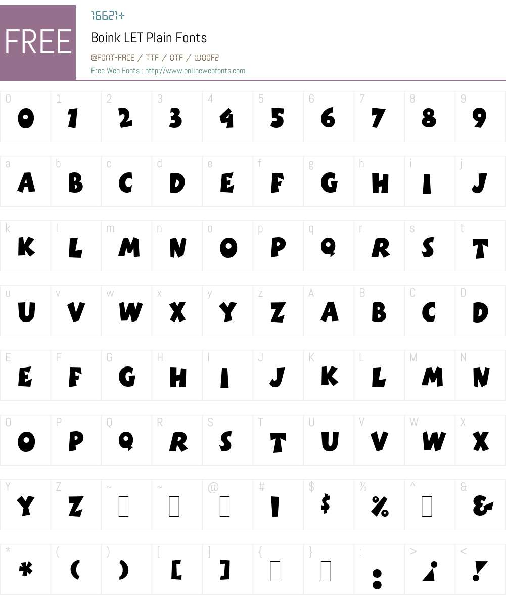 Boink LET Font Screenshots