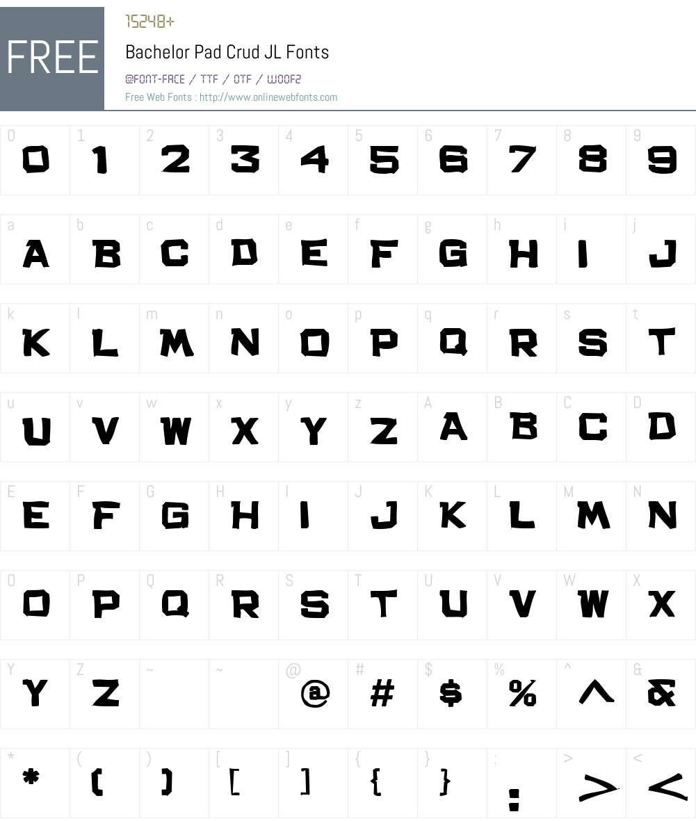 Bachelor Pad Crud JL Font Screenshots