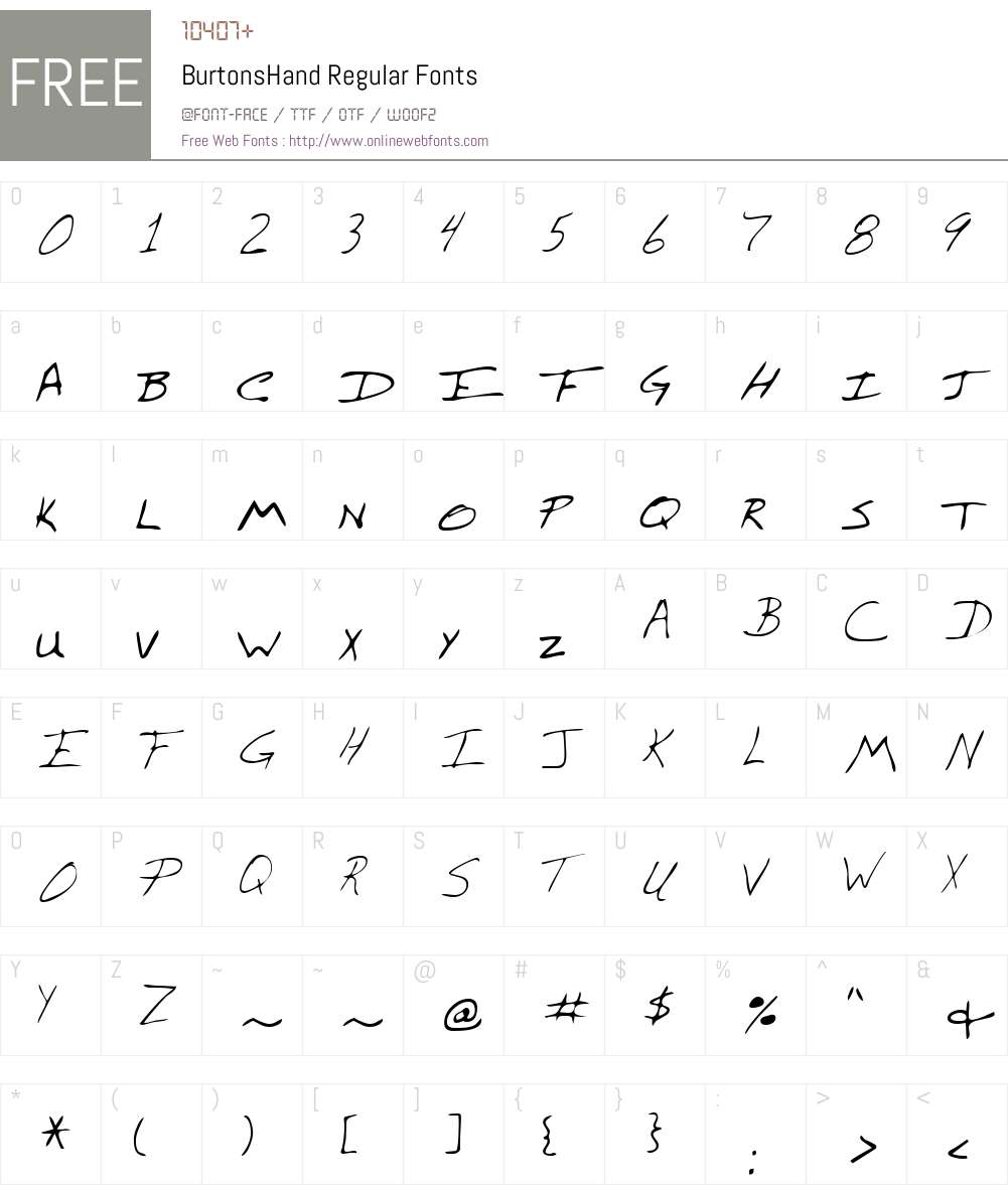 BurtonsHand Font Screenshots