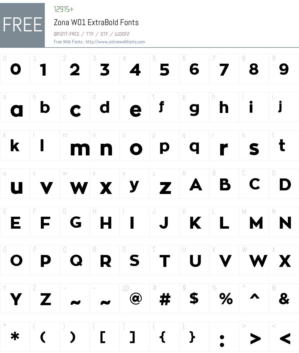 ZonaW01-ExtraBold Font Screenshots