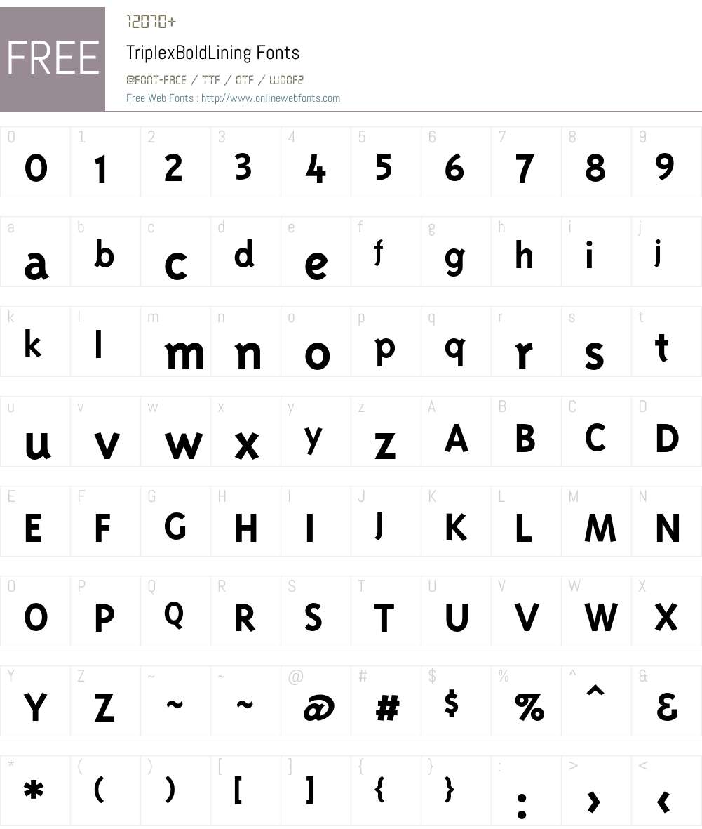 TriplexBoldLining Font Screenshots