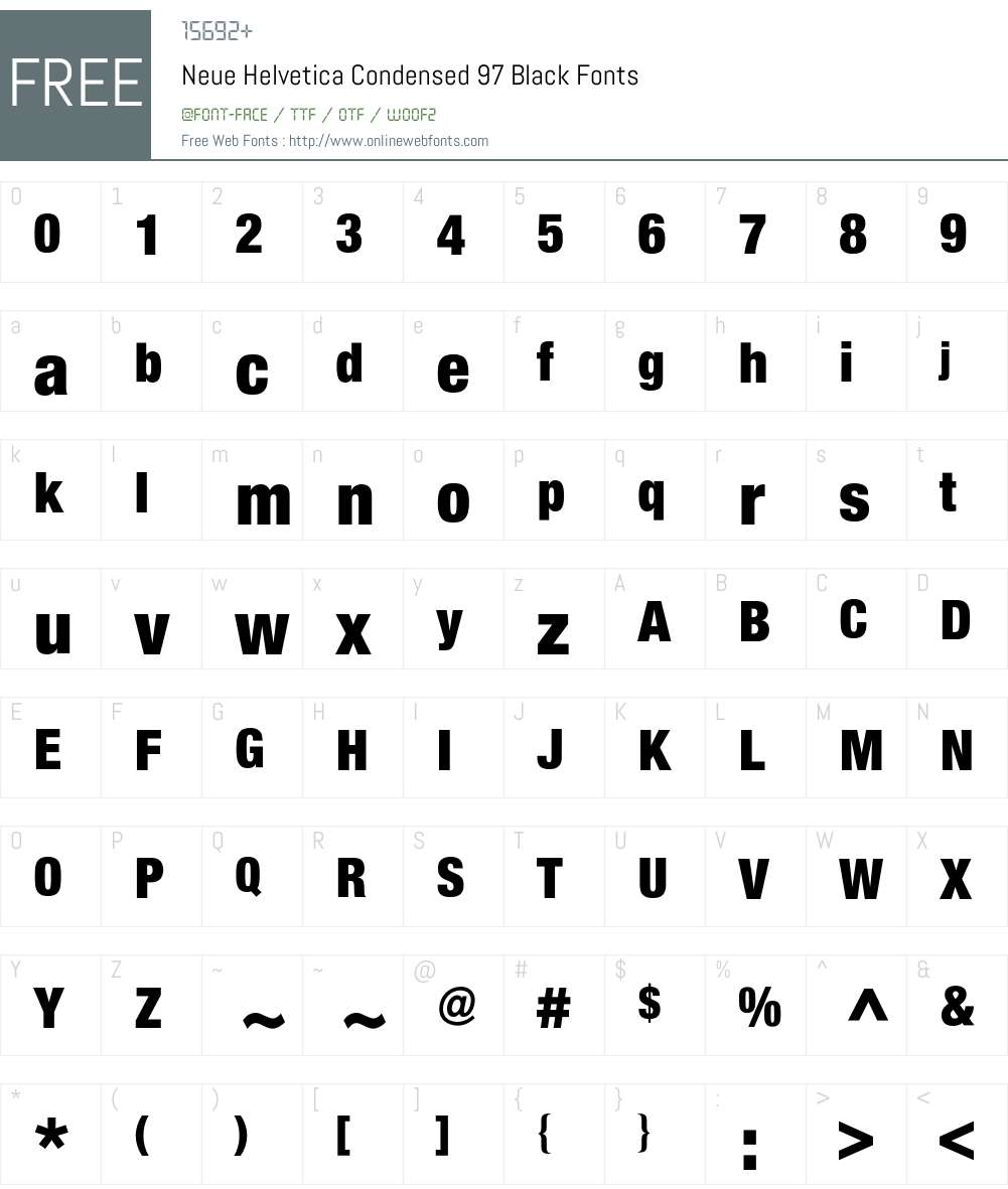 Neue Helvetica Condensed BQ Font Screenshots
