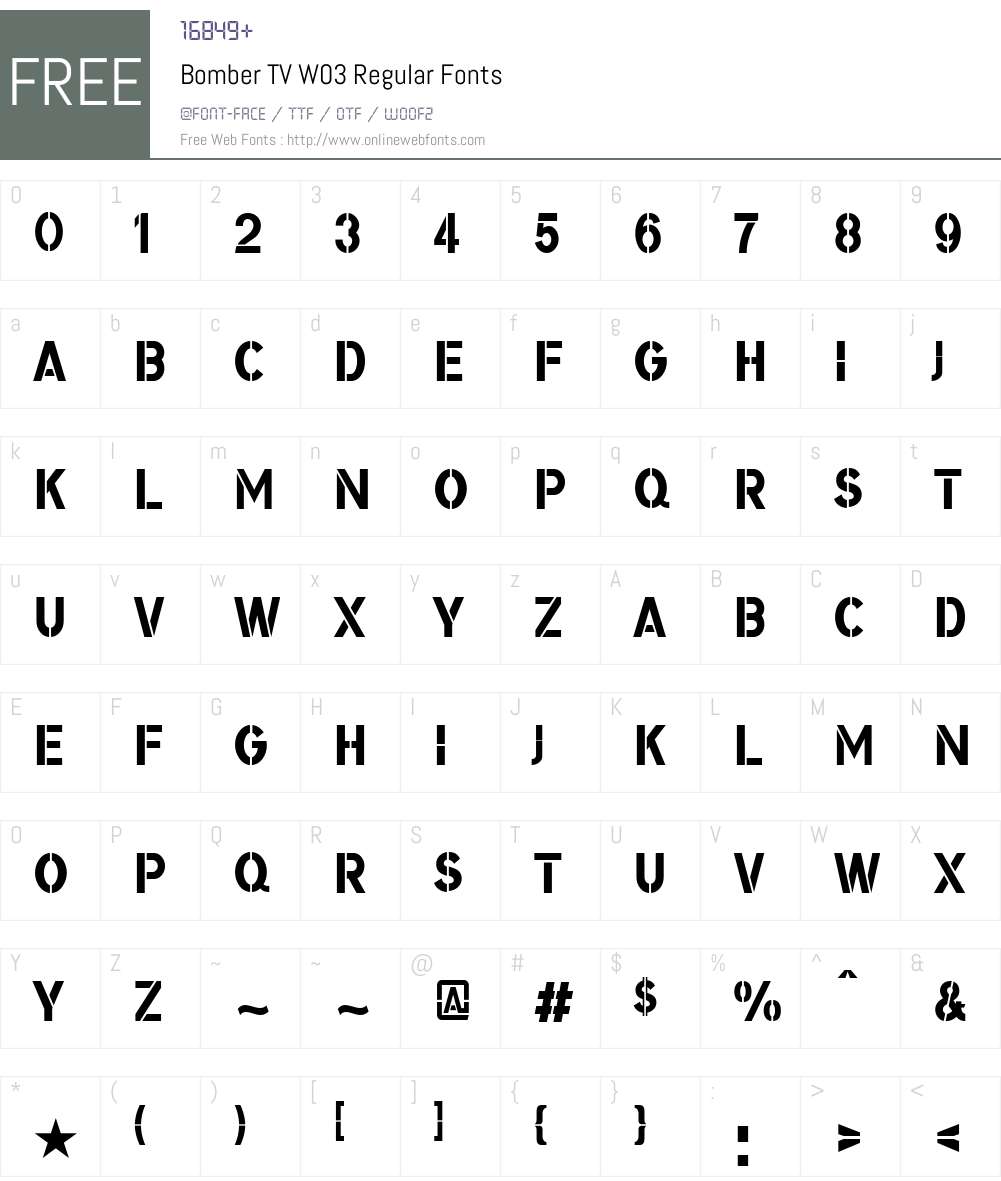 BomberTVW03-Regular Font Screenshots