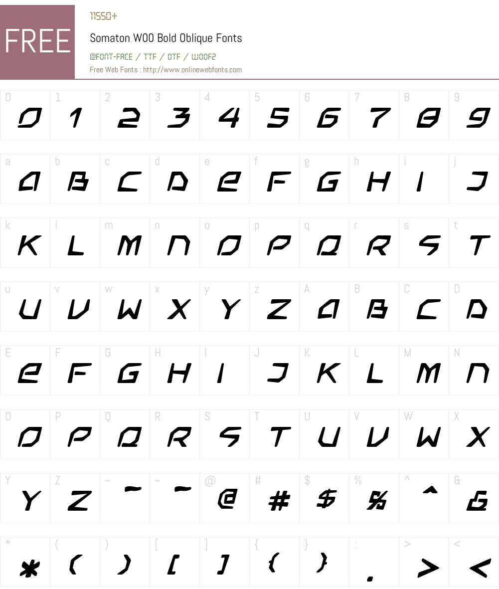 SomatonW00-BoldOblique Font Screenshots