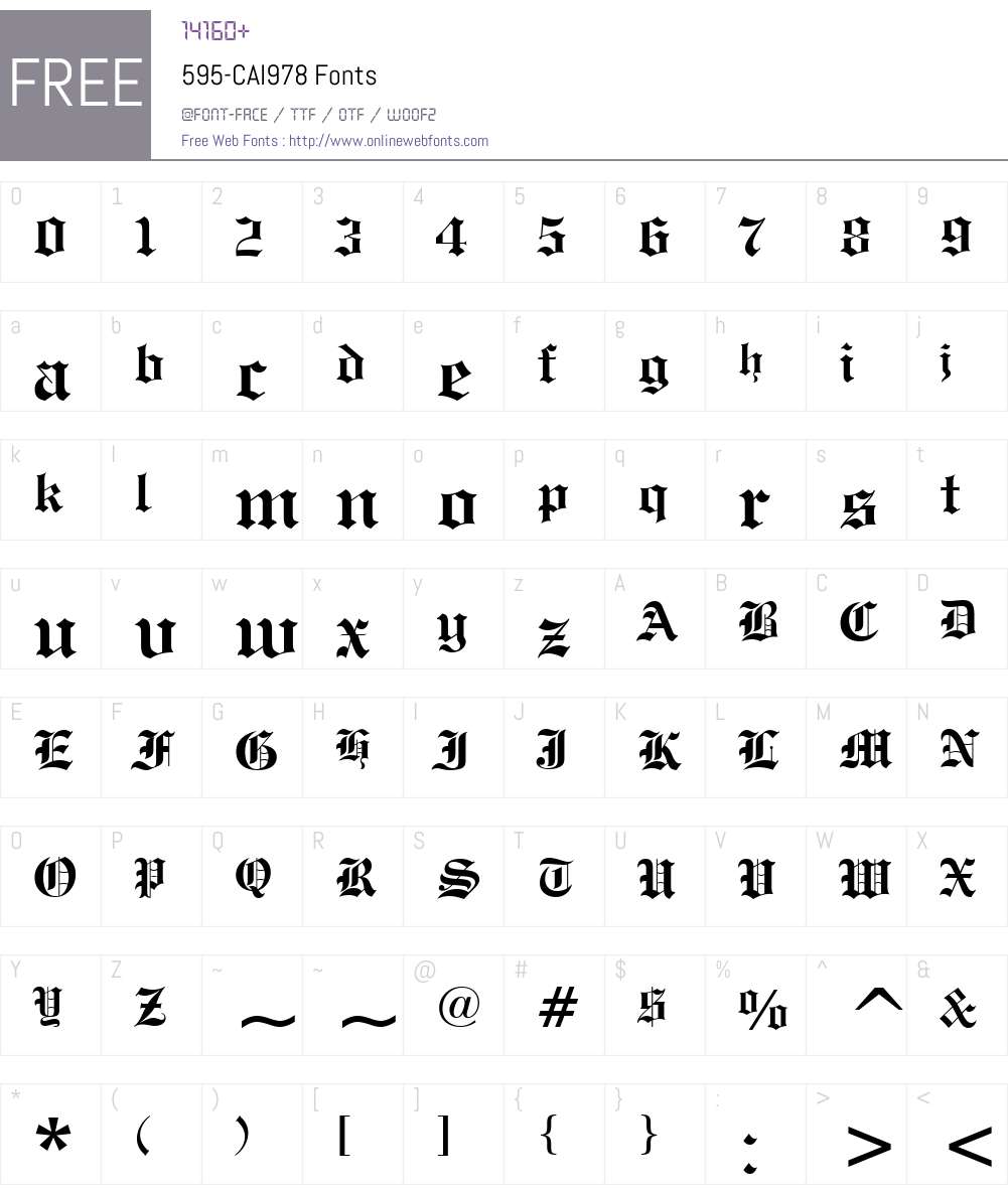 595-CAI978 Font Screenshots