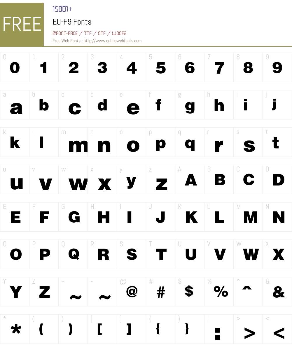 EU-F9 Font Screenshots