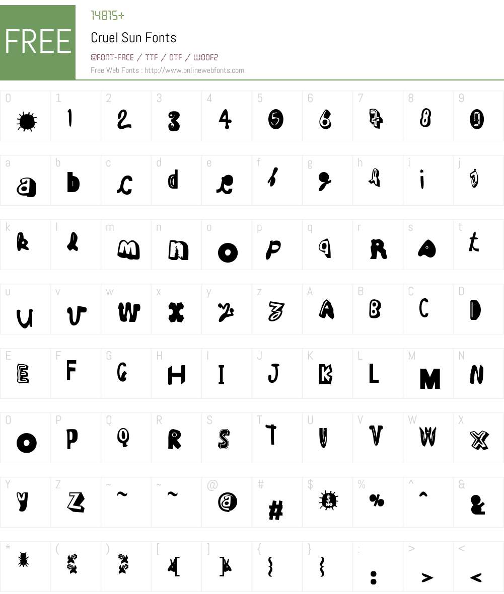 Cruel Sun Font Screenshots