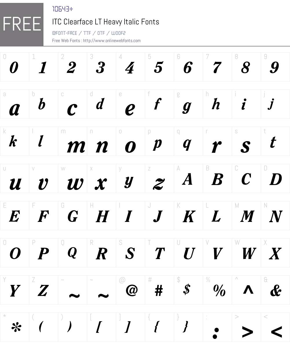 ITC Clearface LT Font Screenshots