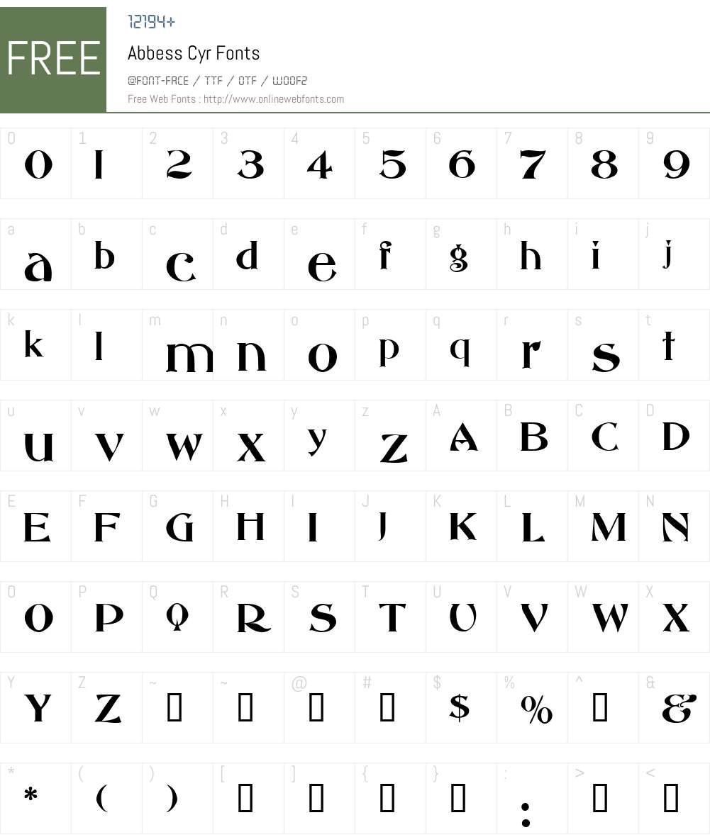Abbess Cyr Font Screenshots