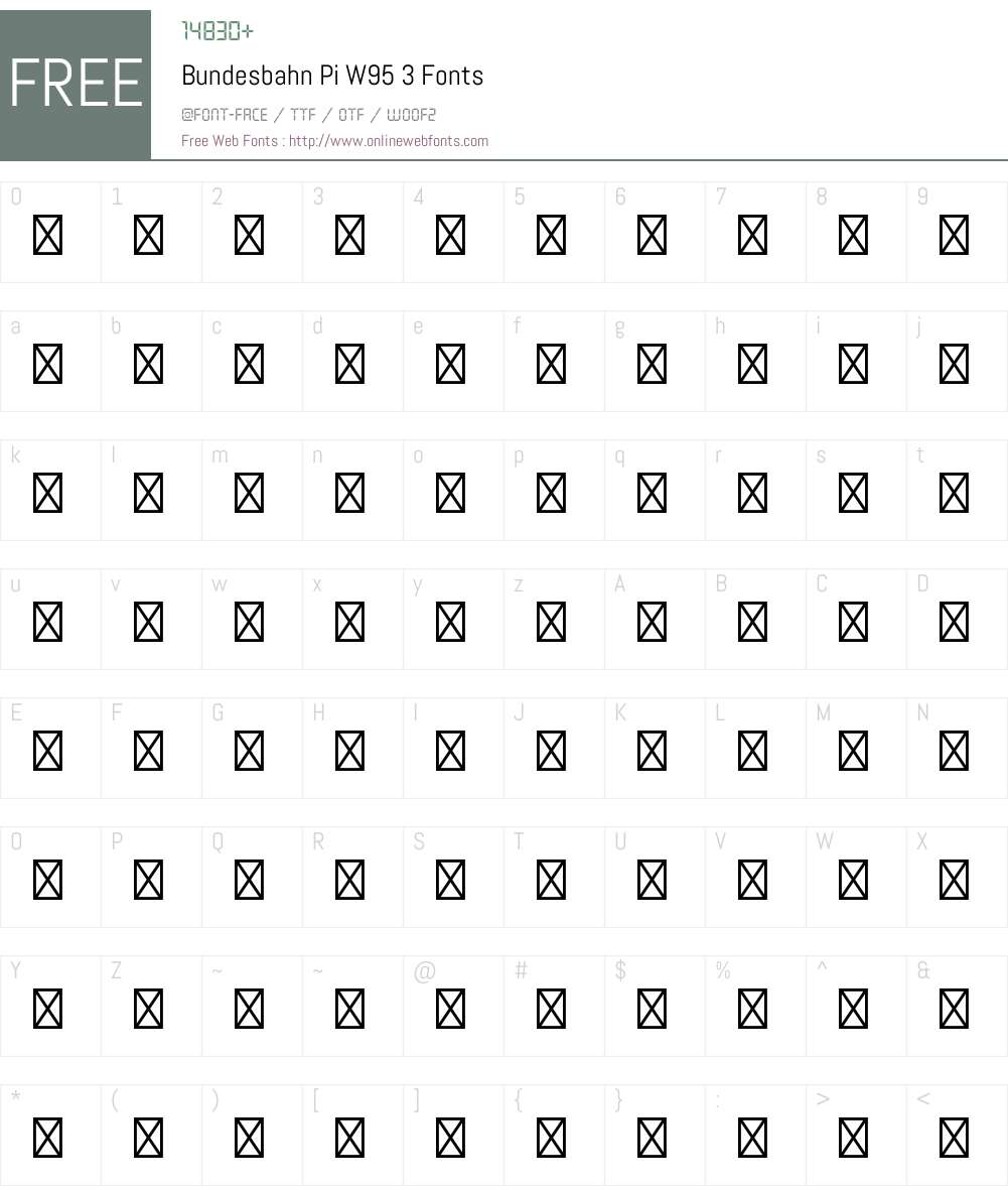 BundesbahnPiW95-3 Font Screenshots