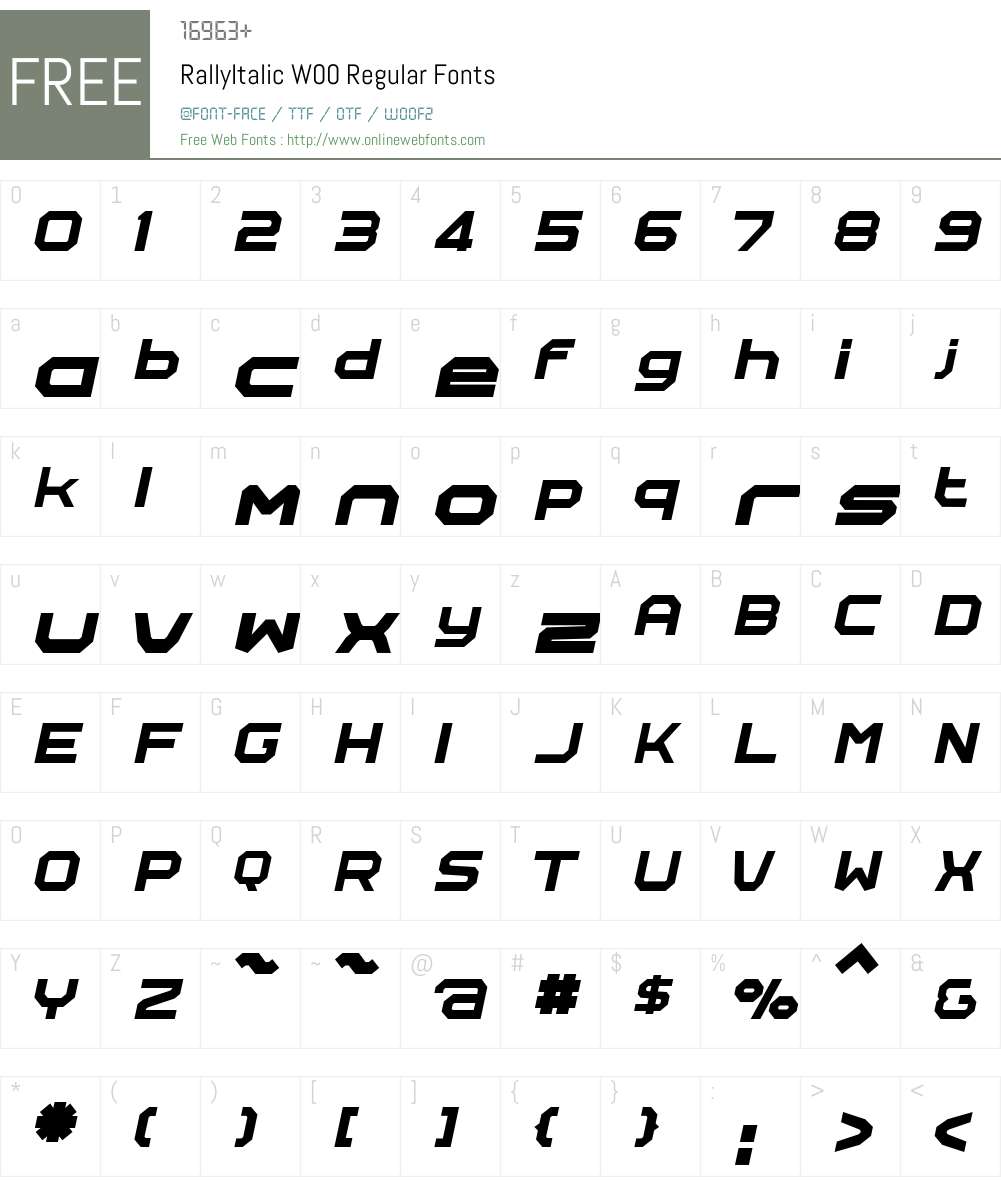 RallyItalic Font Screenshots