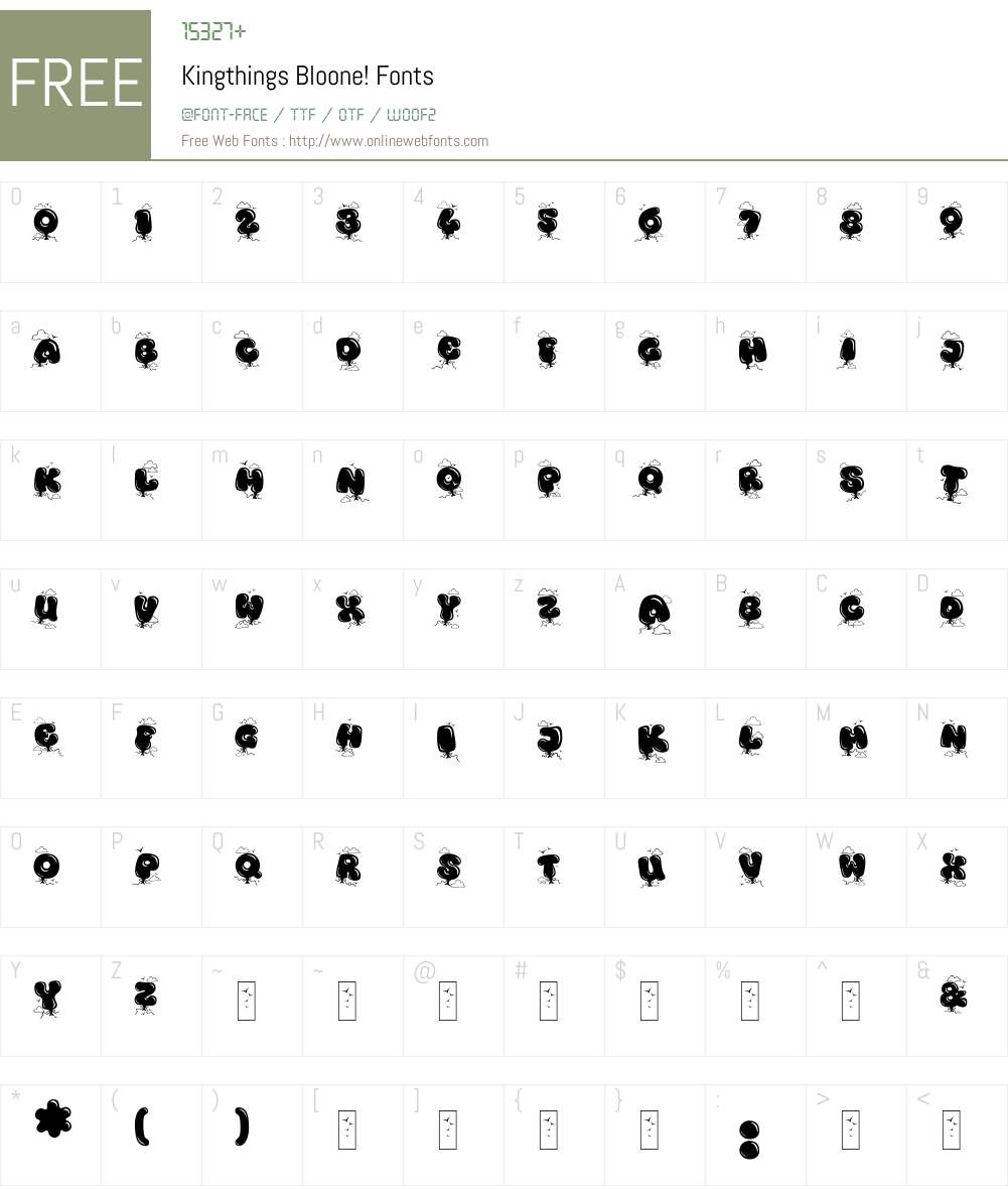 Kingthings Bloone! Font Screenshots