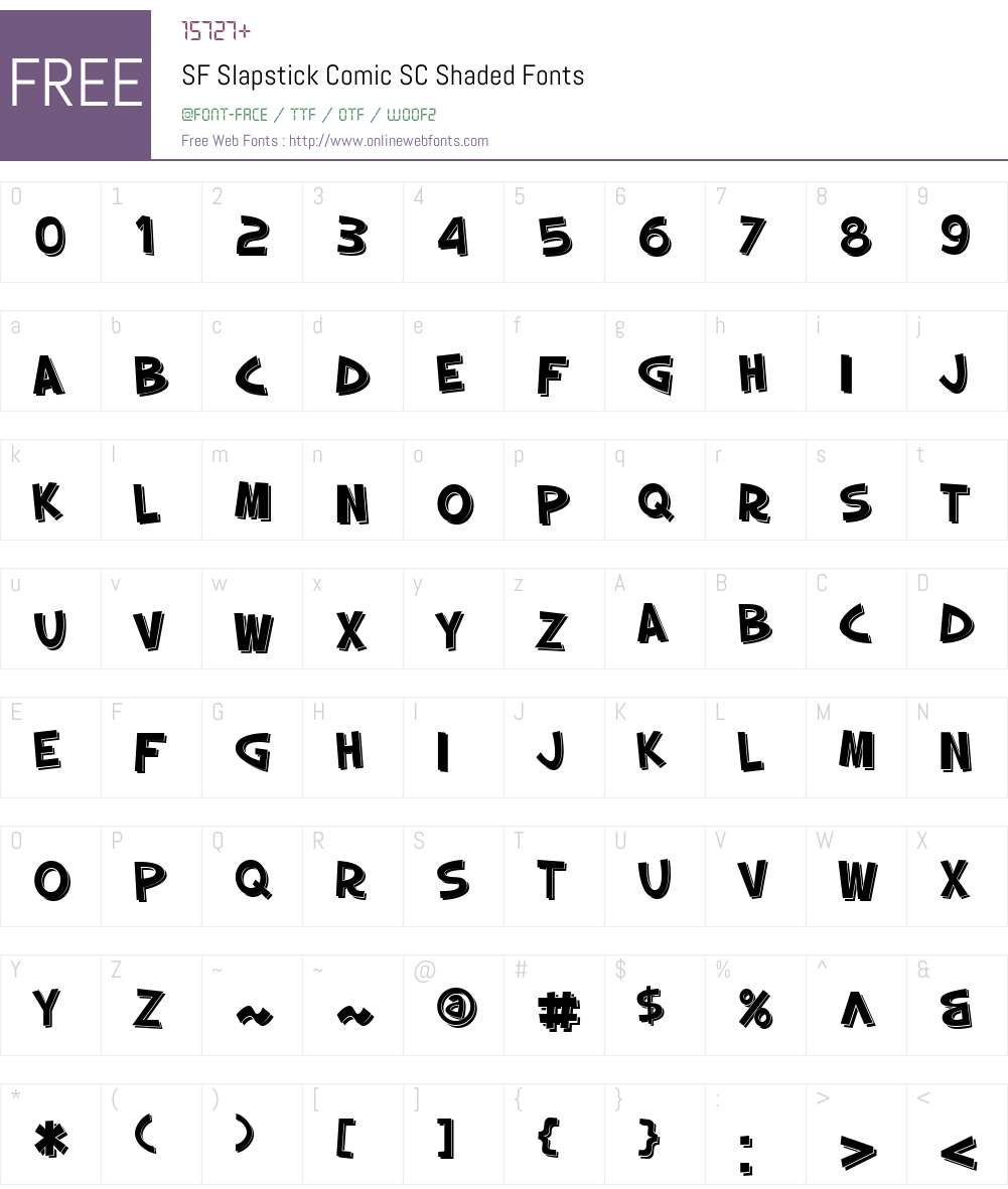 SF Slapstick Comic SC Shaded Font Screenshots