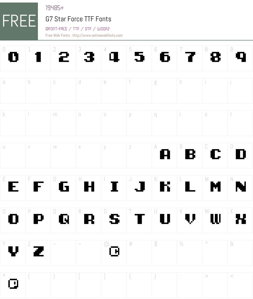 G7 Star Force TTF Font Screenshots