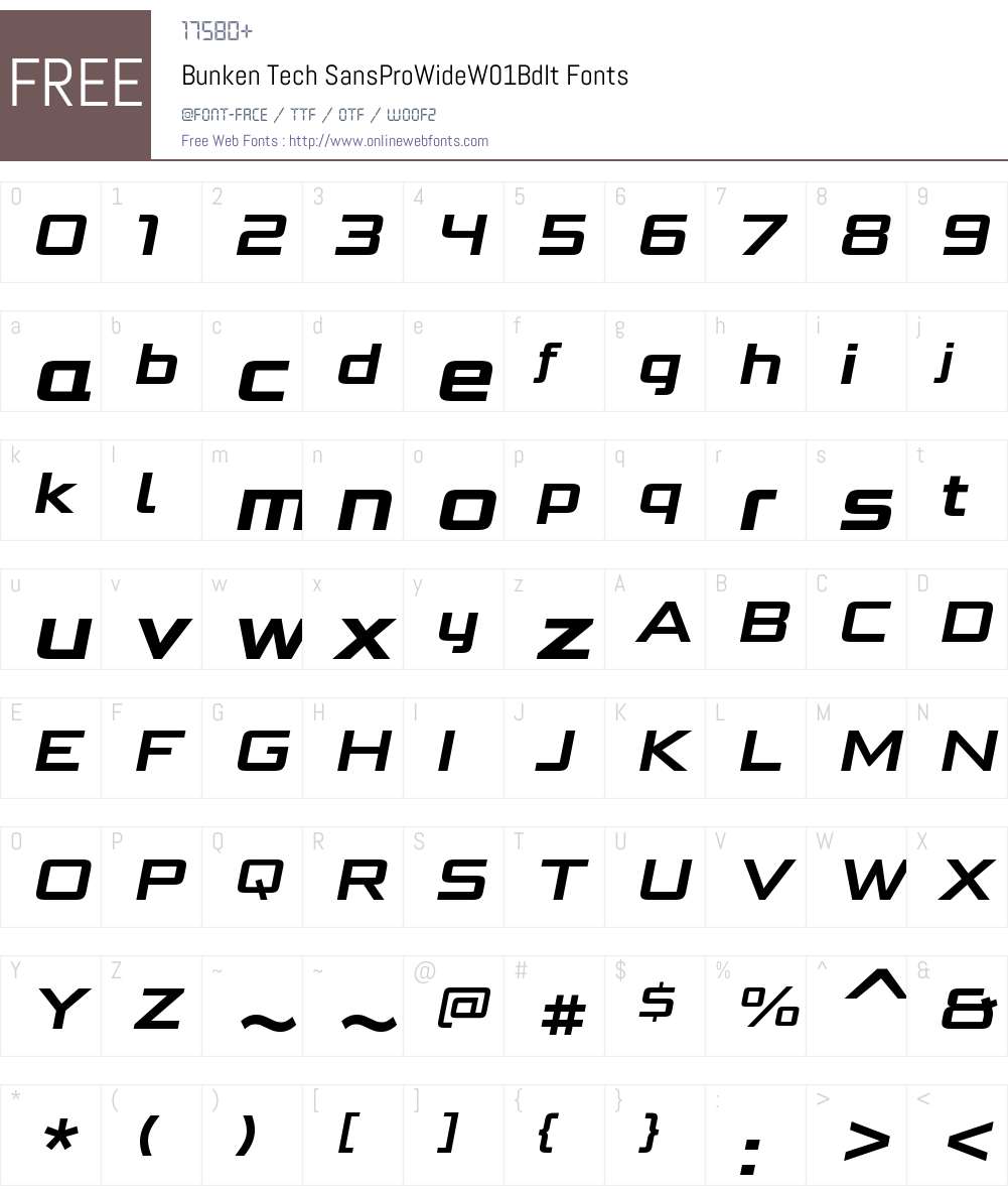 BunkenTechSansProWideW01-BdIt Font Screenshots