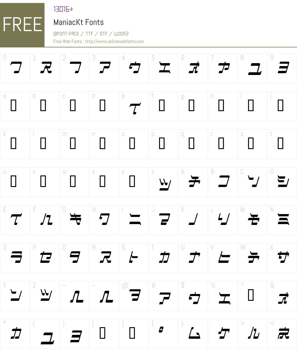 ManiacKt Font Screenshots