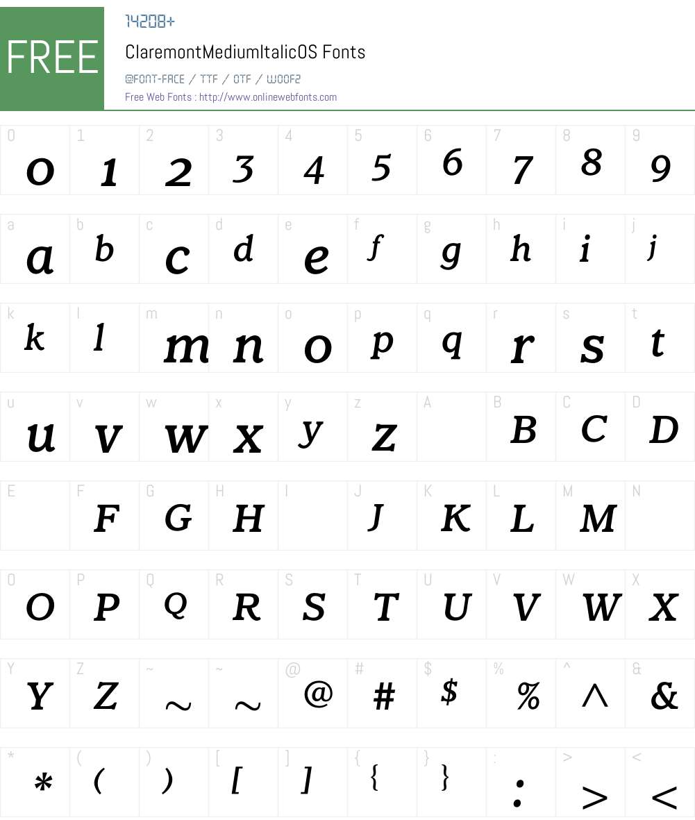 ClaremontMediumItalicOS Font Screenshots