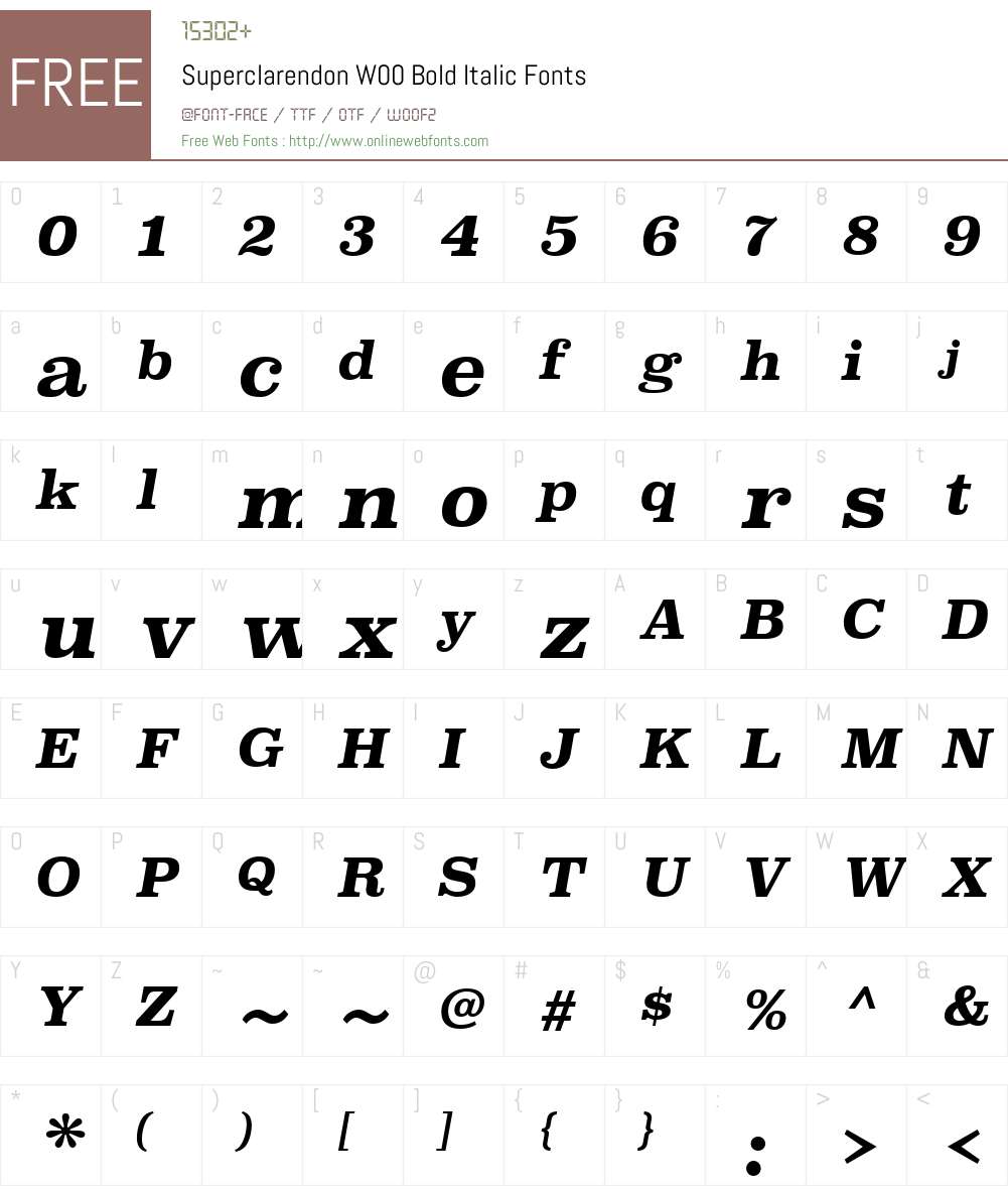 SuperclarendonW00-BoldIt Font Screenshots