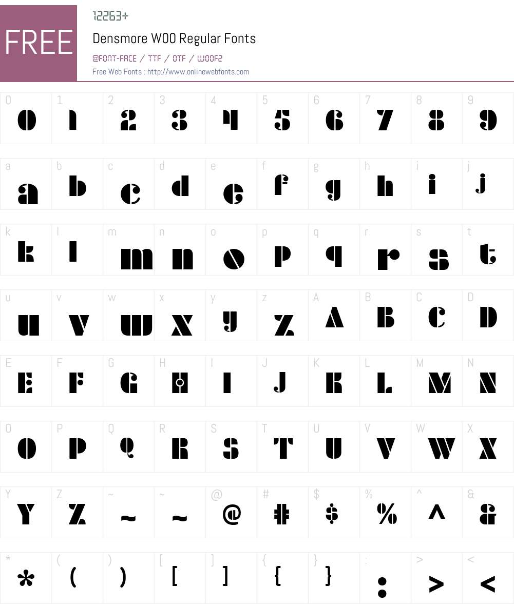 DensmoreW00-Regular Font Screenshots