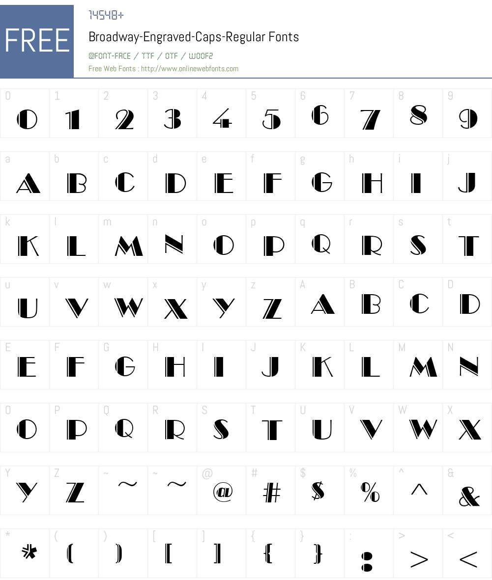 Broadway-Engraved-Caps Font Screenshots