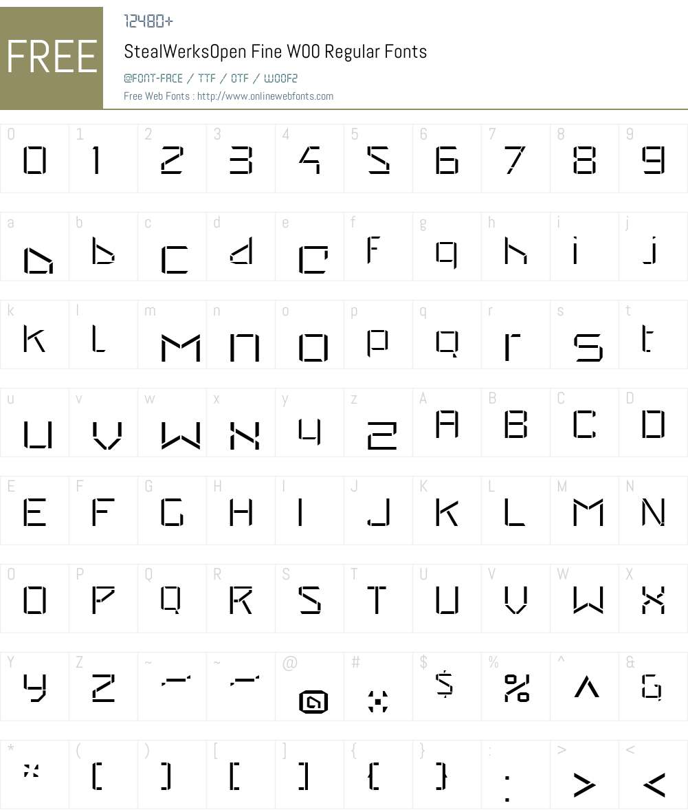 StealWerksOpenFineW00-Rg Font Screenshots