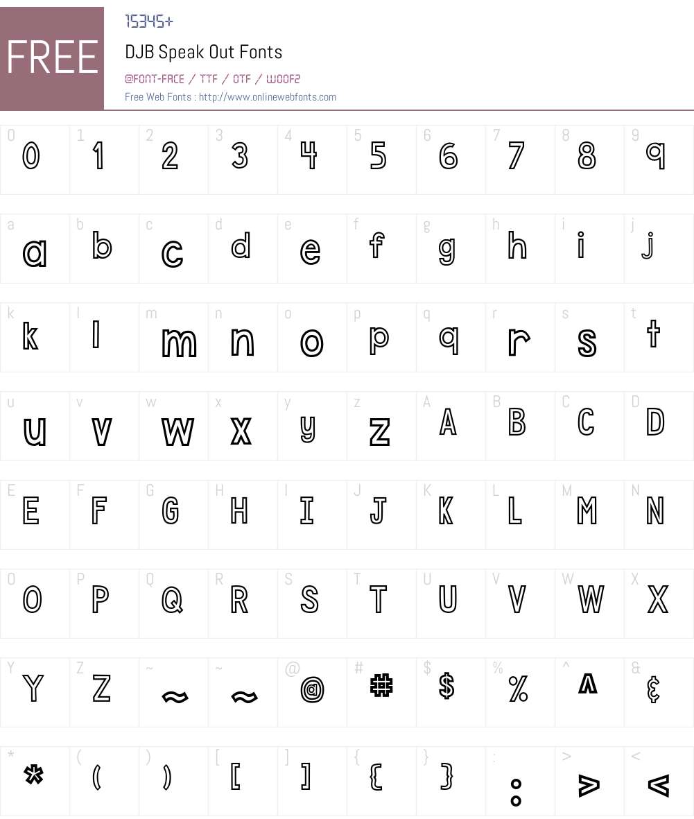 DJB Speak Out Font Screenshots