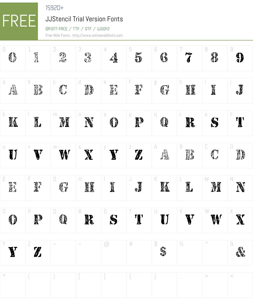 JJStencil Font Screenshots
