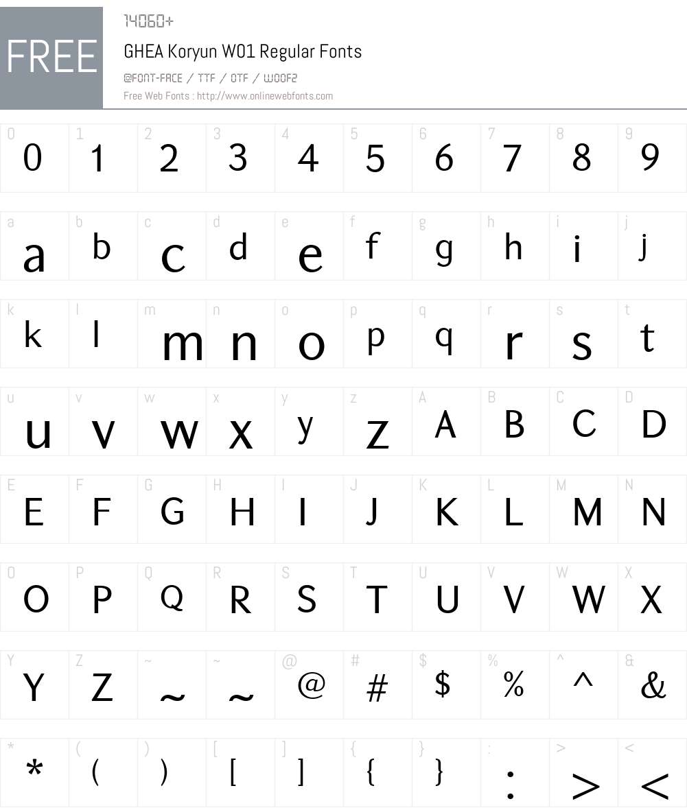 GHEAKoryunW01-Regular Font Screenshots
