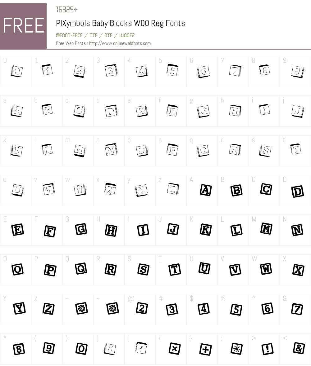 PIXymbolsBabyBlocksW00-Reg Font Screenshots