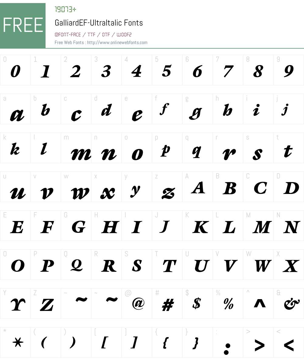 GalliardEF-UltraItalic Font Screenshots