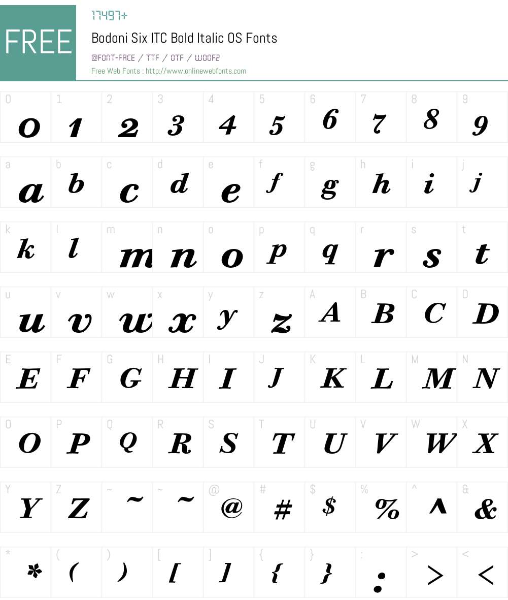 Bodoni Six ITC Font Screenshots