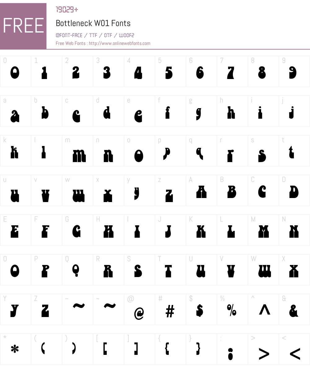 BottleneckW01 Font Screenshots