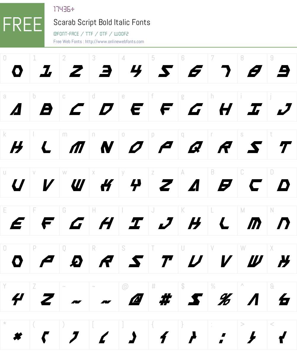 Scarab Script Bold Italic Font Screenshots