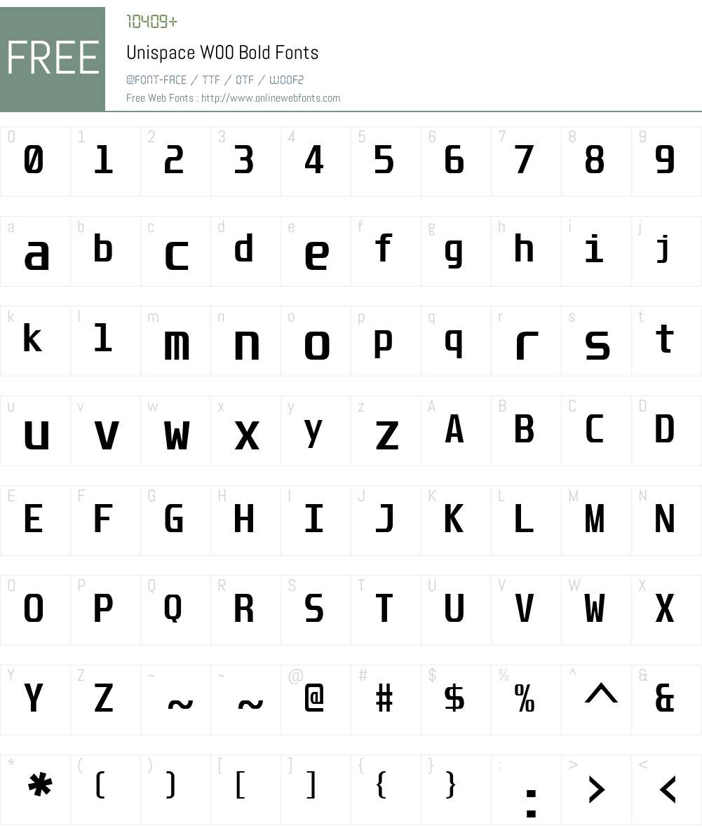 UnispaceW00-Bold Font Screenshots