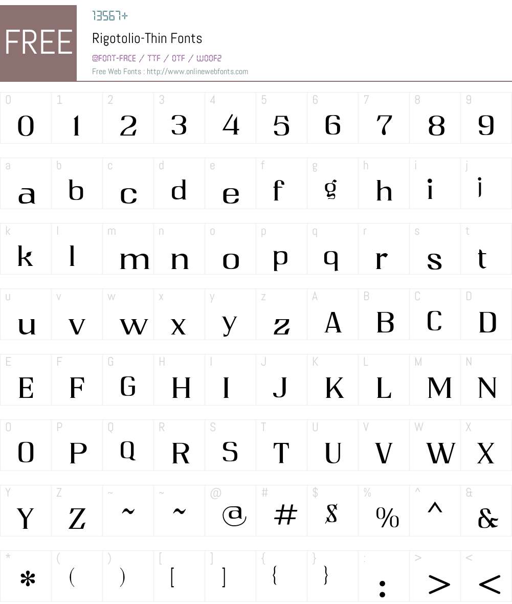 Rigotolio Font Screenshots