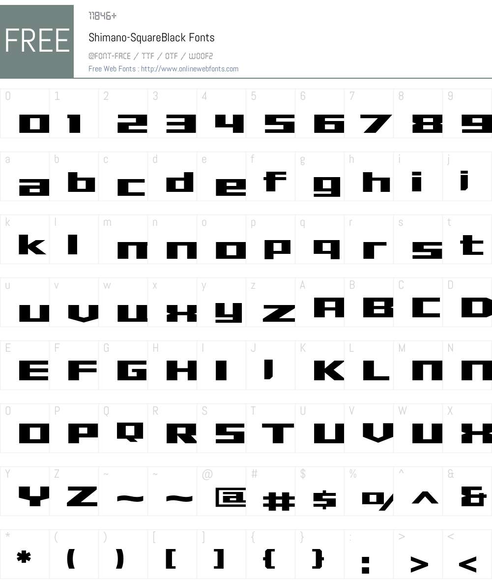 Shimano Font Screenshots