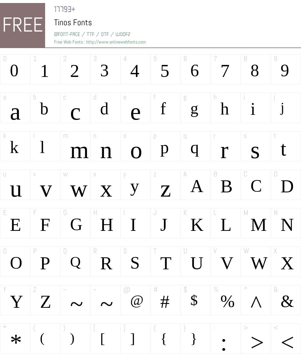 Tinos Font Screenshots