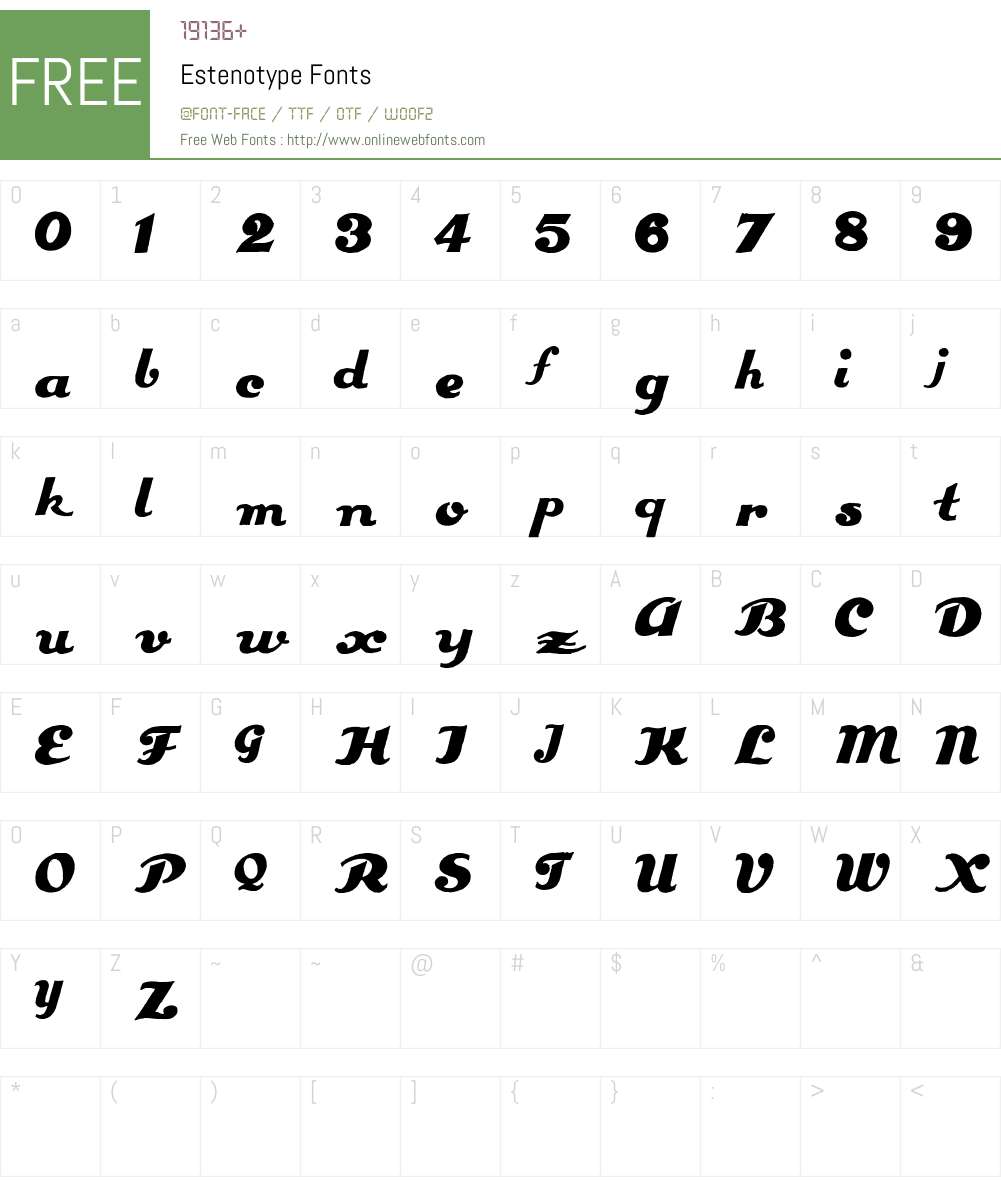 Estenotype Font Screenshots