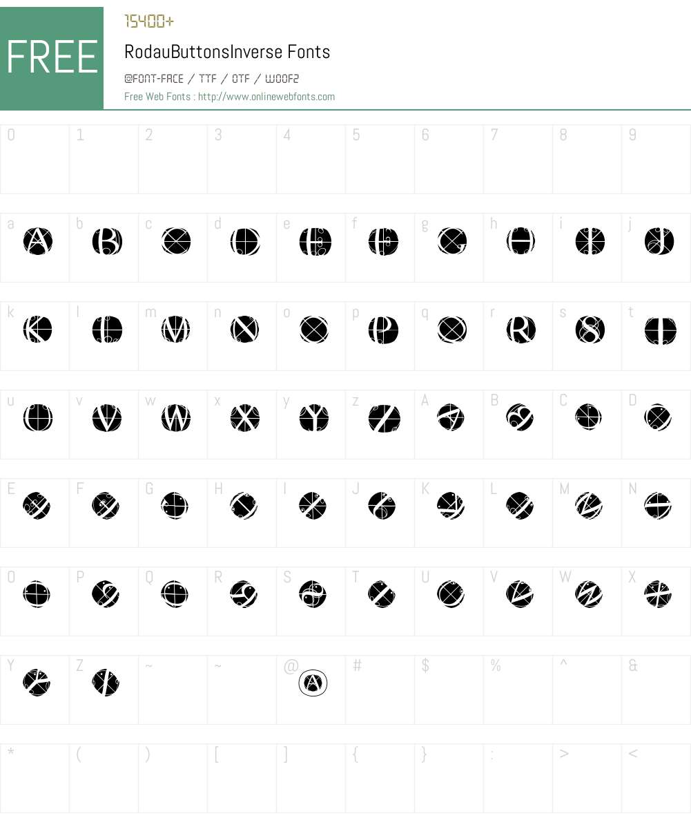 RodauButtonsInverse Font Screenshots