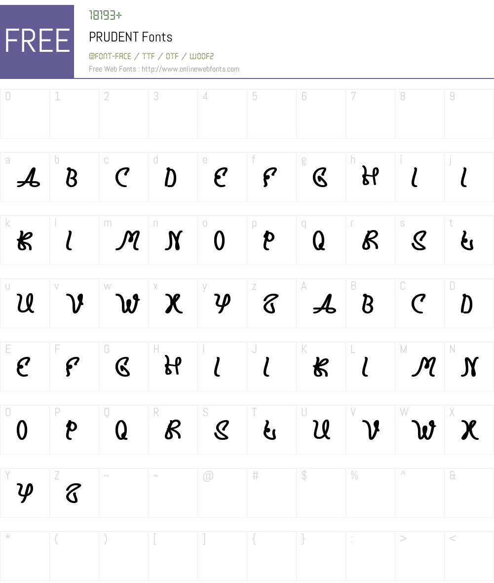 PRUDENT Font Screenshots