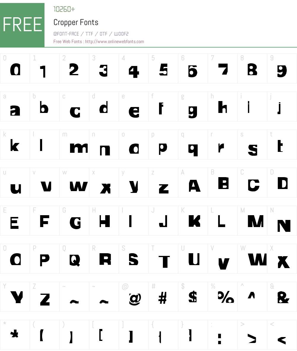 Cropper Font Screenshots